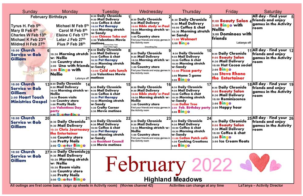 February 2022 Activities
