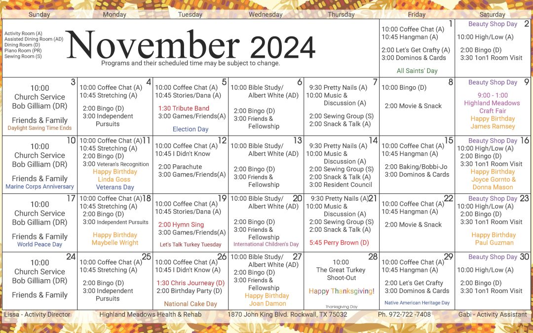 November 2024 Activities