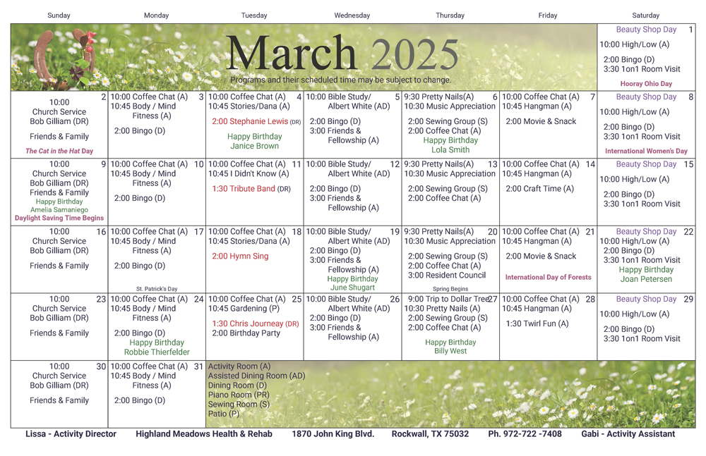 March 2025 Activities